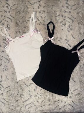 Bundle of two edikted tank tops with bows- Black and White